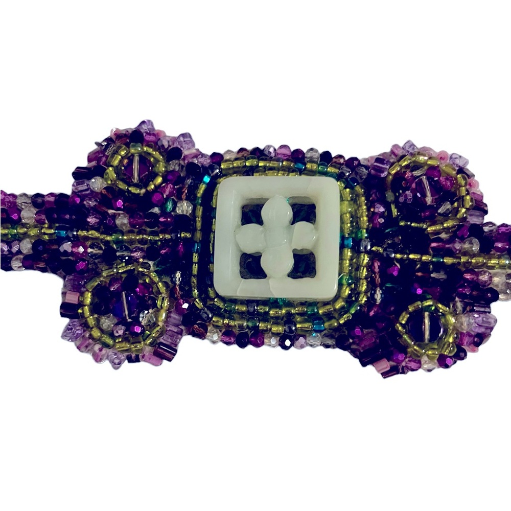 Hand-crafted beaded cuff bracelet